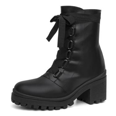 Imagem de Bota Feminina Cano Alto Tratorada Salto Bloco Dia a Dia