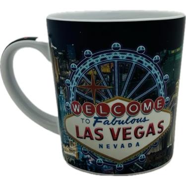 Imagem de Central Souvenir and Novelty LLC Caneca Latte Las Vegas, 473 ml, Horizonte da Cidade, Wrods, Luzes Neon, Projetado para Jogos (Horizonte)