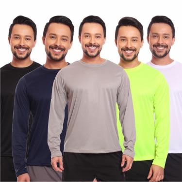 Imagem de Kit 5 Camisas Segunda Pele Proteção Solar Uv Térmica Corrida Bike-Masculino