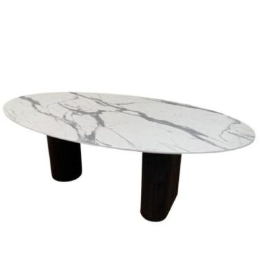 Imagem de Mesa De Jantar Oval Dupla 180x100cm Madeira Ebano - Modelar Art Moveis