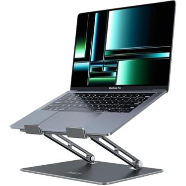 Imagem de JCZT Suporte de alumínio para laptop, suporte para mesa, suporte ergonômico de altura ajustável compatível com MacBook Air, Pro, Dell, HP, Lenovo More, todos os notebooks de 10 a 16 polegadas, cinza