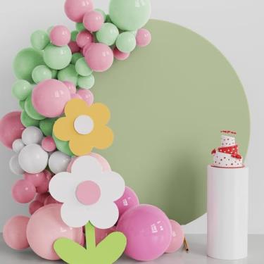 Imagem de Fomcet Capa de fundo redonda de 1,8 m, verde sálvia, para decoração de chá de bebê