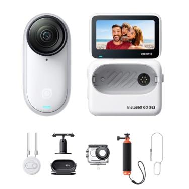 Imagem de Câmera Insta360 GO 3S de 128 GB branca, esportes aquáticos, portátil pequena 4K, POV sem usar as mãos, monte em qualquer lugar, estabilização, bateria de 140 minutos, impermeável até 10 m, POV de pets