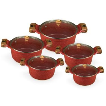 Imagem de Jogo De Panelas Antiaderente 5 Peças Varias Cores Tampa De Vidro - Ven