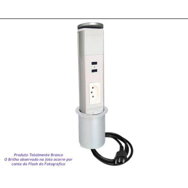 Imagem de Mini Torre Totem Manual 1 Tomada 20a 2 Usb - Branca
