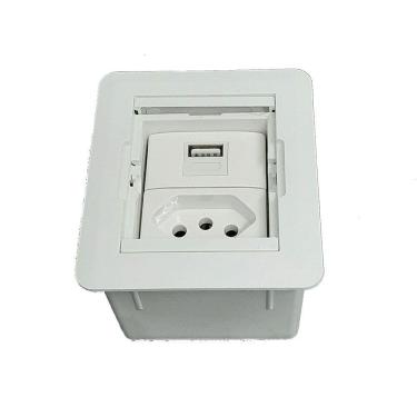 Imagem de Mini Caixa de Embutir Universal 1 Tomada 20A 1 USB - Branca