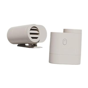 Imagem de Fenteer Mini ventilador de clipe ventiladores pessoais saída de ar ajustável ventilador de refrigeração de ar vestível pescoço cintura para corrida esportes, Bege