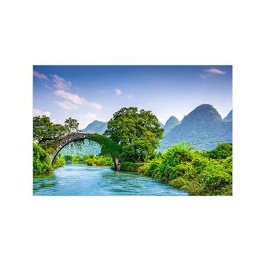 Imagem de Paisagens Pintura em Tela-Montanha Árvore Lago-Arte Parede Natureza-Pôster Decoração Sala de Estar Banheiro 20x30cm Sem Moldura