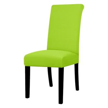 Imagem de Capa para cadeira elástica de 1/2/4/6 peças, capa universal ajustável para cadeiras de jantar, capa de assento resistente à cor para casa (6 peças/verde fluorescente)