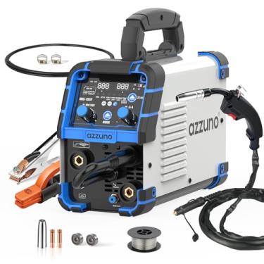 Imagem de AZZUNO Soldador MIG de alumínio 155 Amp, duplo vlotage 110 V/220 V 5 em 1 máquina de solda sem gás MIG/Gas MAG/Alumínio MIG/Stick/Lift TIG, máquina de solda multiprocessos