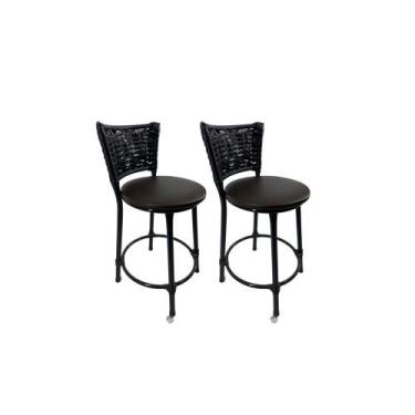 Imagem de Kit 2 banqueta baixa junco cozinha gourmet americana bistrô - FortMix,