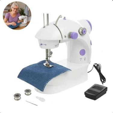 Imagem de Mini Máquina De Costura Compacta Com Pedal Portátil Bivolt Premium - A