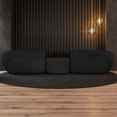 Imagem de Sofá Versátil Sala de Estar Egito 382cm Modulado Veludo Preto G52 - Gr