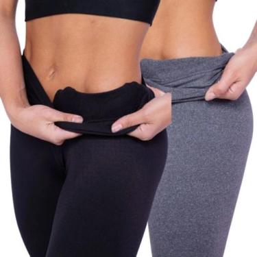 Imagem de Kit 2 calça legging feminina modelo Fitness Cintura Alta Modeladora - 