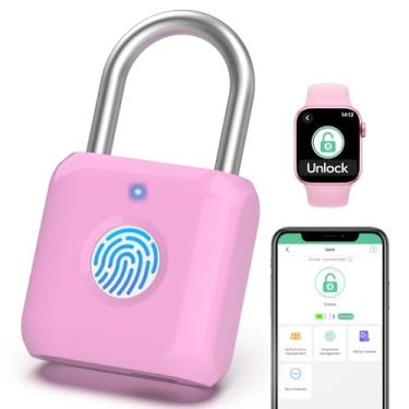 Imagem de Cadeado de impressão digital, cadeado inteligente com desbloqueio de aplicativo, trava de armário de impressão digital, recarregável por USB para armário de academia, armário, escola, armazenamento