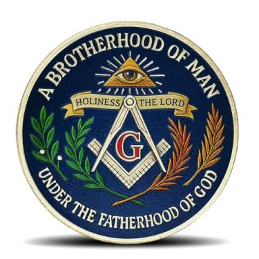 Imagem de Masonic Challenge Coin - A Brotherhood of Man Under The Fatherhood of God Symbolic Token with Inspirational Phrase (Single Coin)