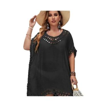 Imagem de Vestido De Praia De Crochê plus Size Para Mulheres, Túnica De Verão Co