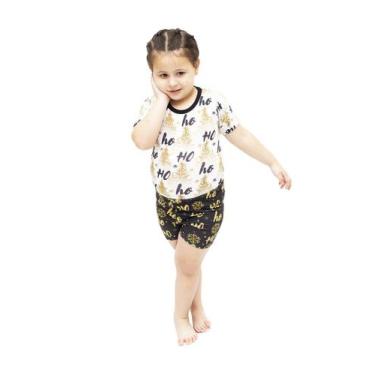 Imagem de Pijama Body Baby Curto Natal Dourado - Alegria de Montar, 1 ano