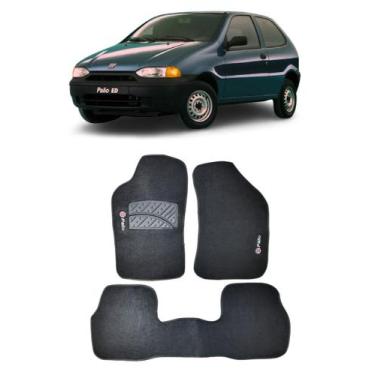 Imagem de Jogo Tapete Carpete Fiat Palio 1997 a 2012 Com Logo Bordado Preto- 400
