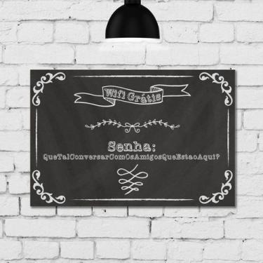 Imagem de Placa Decorativa MDF Frase Giz Wifi Restaurante Lanchonete 30x40cm - Q