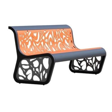 Imagem de YAYAOVP-24927 Banco externo para encosto, cadeira de jardim de aço com padrão aberto, para varanda, terraço, bancos de lazer, bancos de jardim (médio)