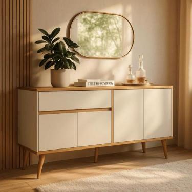 Imagem de Aparador Buffet Ravi 161cm Desing Retro Sofisticado com 4 Portas e 1 G