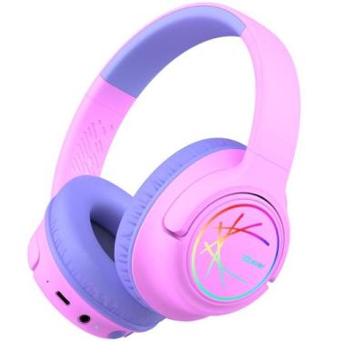 Imagem de Fones de ouvido Bluetooth iClever BTH18 Kids LED Lights 43H rosa/azul