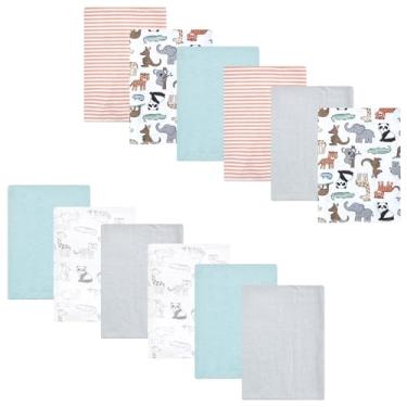 Imagem de Luvable Friends Hudson Baby Flanela Burp Panos, pacote com 12, Zoo Critters, 14x20 inches