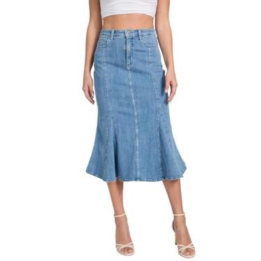 Imagem de GUESS Saia midi jeans feminina Lia, Meadows, 62