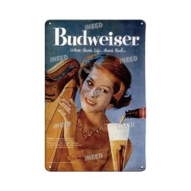Imagem de Placa De Metal Vintage Budweiser Beer Tin Sign Para Decoração De Bar E