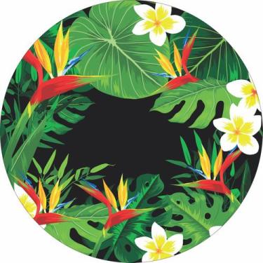 Imagem de Painel de Lona Redondo Tropical Floral - Fabrika De Festa, 200x200cm
