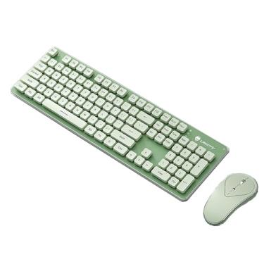Imagem de Conjunto de teclado e mouse sem fio, teclado retroiluminado de tamanho completo recarregável de 2,4 G e mouses silenciosos, para PC, desktop, laptop (verde com luz quente)