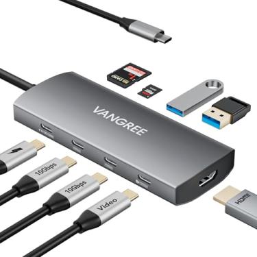 Imagem de Hub de saída de vídeo USB C, 5 portas USB-A/C 3.2 10Gbps, 4K @60Hz HDMI, 100W PD, slots SD/TF, divisor USBC, adaptador multiporta de monitor duplo para MacBook Pro/Air, iMac, iPad Pro, iPhone 15