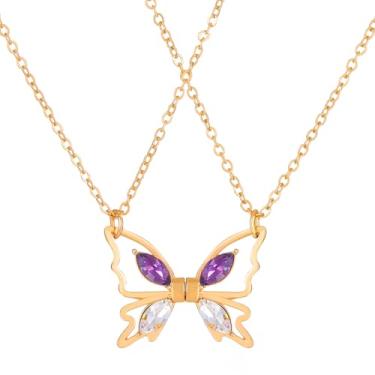 Imagem de Lavifinac Colar de borboleta delicado para mulheres, lindo colar com pingente de borboleta BFF, presente de aniversário para mulheres, Zinco, Sem Pedra Preciosa