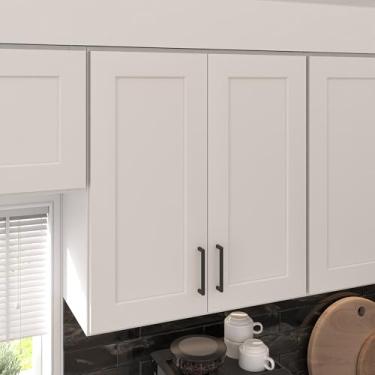 Imagem de Furinno Pronto para montar armário de cozinha de parede 2 portas 2 prateleiras, 12 (D) x 27 (L) x 30 A, branco