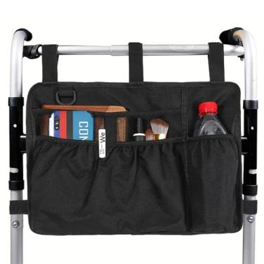Imagem de Dongawin Bolsa Para Andador Com Porta-Copos, Ideal Adultos, Andadores Dobráveis, Organizador De Andadores, Armazenamento, Apoio Braço Resistente À Água, Acessórios Idosos, Deficientes (Preto)
