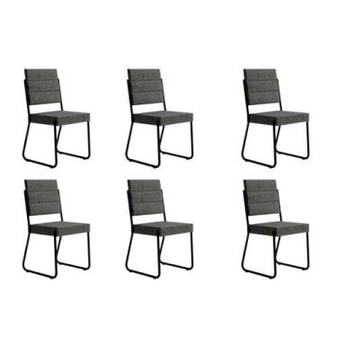 Imagem de Kit 6 Cadeiras Sala Jantar 1736 6 Uni Preto/Grafite - Preto - Carraro