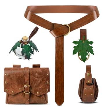 Imagem de Acessórios femininos renascentistas bolsa de cinto de couro bolsa de cintura medieval cintos de pirata viking conjunto de fantasia bolsa com cordão bolsa Ren Faire garrafas de vidro com coldre de