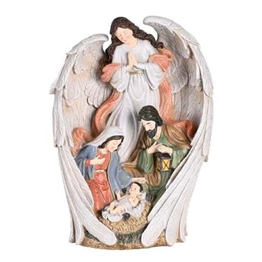 Imagem de Dicksons Estatueta individual do presépio de Natal 23 x 30 cm resina anjo da família sagrada