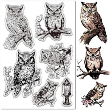 Imagem de CRASPIRE Carimbos transparentes para fazer cartões de diário coruja pássaro animais bonito padrão borracha silicone reutilizável selos transparentes para presente faça você mesmo scrapbooking