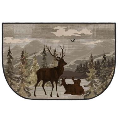 Imagem de Demissle Tapete de lareira Tapetes de lareira Cabine Sudoeste à prova de fogo Tapete resistente ao fogo para fogão a lenha Chão para Cozinha Interior Exterior (Veado em Aquarela, 61 x 159 cm)