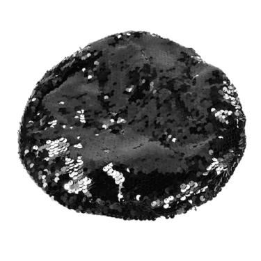 Imagem de Boina de lantejoulas para pintor, boina francesa para mulheres, chapéu brilhante para boina preta, chapéus para mulheres, gorro estilo francês, chapéu quente para mulheres, lantejoulas, moda acrílica/