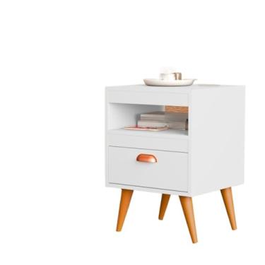 Imagem de Kit 2 mesas de cabeceira com pés e gavetas com criação de 2 unidades(Branco)