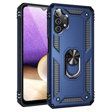Imagem de SORAKA Capa para Samsung Galaxy A32 5G com suporte para anel Capa Slim Fit de TPU macio Capa Samsung Galaxy A32 5G com placa de metal para suporte magnético de telefone para carro
