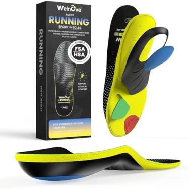 Imagem de Welnove Palmilhas de absorção de choque de corrida para homens e mulheres - inserções de calçados esportivos esportivos, suporte de arco de TPU para estabilidade, proteção esportiva, reduz a fadiga