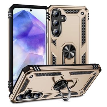 Imagem de SORAKA Capa para Samsung Galaxy A55 5G com suporte de anel capa armadura para Samsung Galaxy A55 5G capa traseira de policarbonato rígido com placa de metal para celular magnético suporte de carro