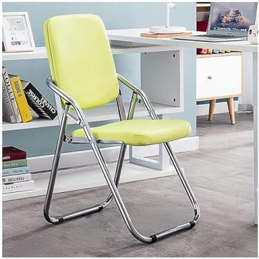 Imagem de NEWCES Cadeira dobrável cadeira dobrável estofada couro PU assento de jantar acolchoado portátil para casa quarto hotel café quarto menina cadeira de evento forte e resistente (cor: w, tamanho: 32 polegadas)