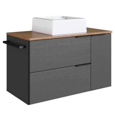 Imagem de Gabinete Para Banheiro Com Cuba 01 Gav 80cm Mel Grafite Proddy