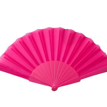 Imagem de Leque Liso Clássico para Dia a Dia, Dança e Festa - Leque de Vento Leve e Resistente - Ideal para Lembrancinhas e Presentes(2,Rosa Pink)