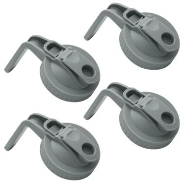 Imagem de Pacote com 4 frascos de vidro de boca larga, tampa de bico hermético, despeje a tampa do bico com alça, transforma seu pote de vidro em jarra, livre de BPA e tampas duráveis fáceis de limpar, ajuste